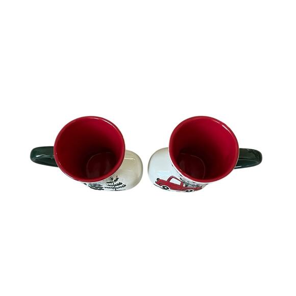 Potter's Studio Red Truck w Christmas Trees Boot-Shaped Coffee Mug 12oz Set of 2 - Picture 8 of 14